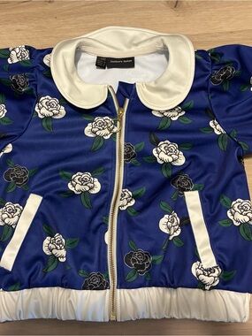Mini Rodini purple/Blue Floral Jacket with White Trim